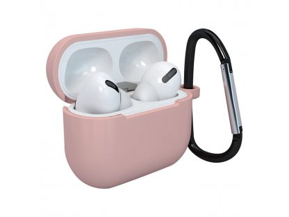 Pouzdro pro bezdrátová sluchátka AirPods 3 silikonové růžové + přívěsek na klíče(pouzdro D)