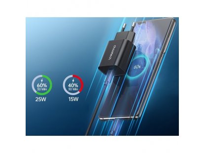 PPS Power Delivery 25W 3A síťová rychlonabíječka + kabel USB typu C 2m černý (PD6003)