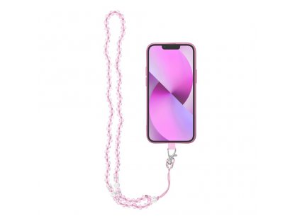 Přívěsek na telefon CRYSTAL DIAMOND / délka 37 cm / přívěsek na krk - světle růžový