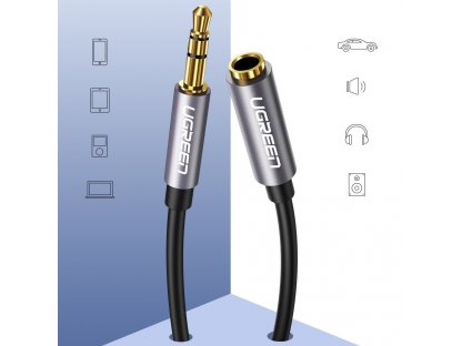 Prodlužovací kabel AUX 3,5 mm mini jack 1 m stříbrný (10592)