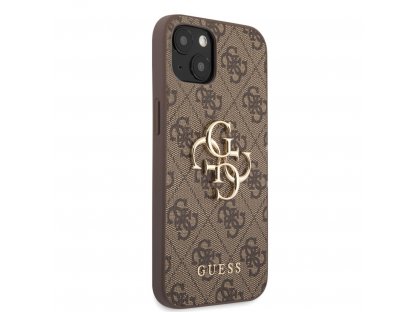 PU 4G Metal Logo Zadní Kryt pro iPhone 13 Brown