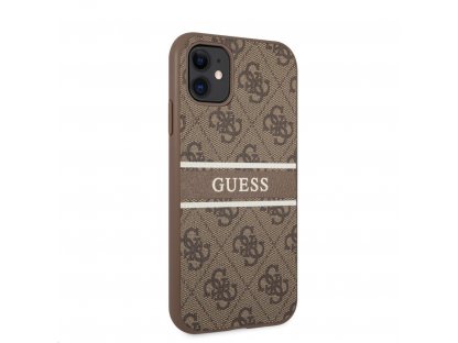 PU 4G Printed Stripe Zadní Kryt pro iPhone 11 Brown