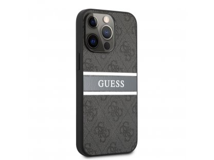 PU 4G Printed Stripe Zadní Kryt pro iPhone 13 Pro Max Grey