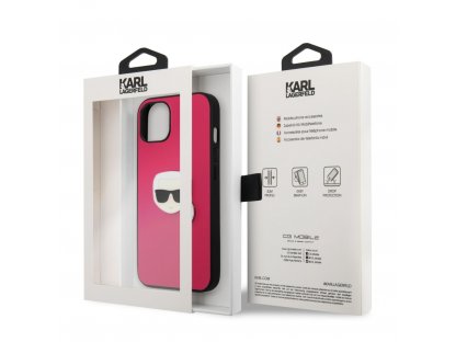 PU Leather Karl Head Kryt pro iPhone 13 mini Pink