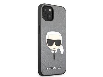 PU Saffiano Karl Head Kryt pro iPhone 13 mini Silver