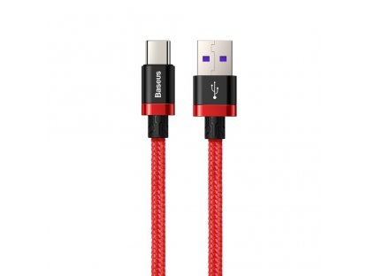 Purple Gold Red kabel v nylonovém opletení USB / USB-C SuperCharge 40W Quick Charge 3.0 QC 3.0 2M červený (CATZH-B09)