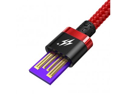 Purple Gold Red kabel v nylonovém opletení USB / USB-C SuperCharge 40W Quick Charge 3.0 QC 3.0 2M červený (CATZH-B09)