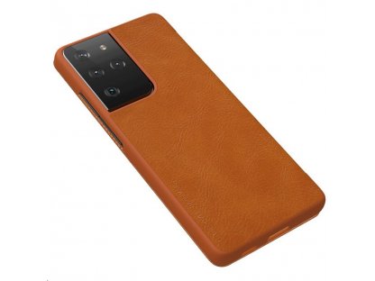 Qin Book Pouzdro pro Samsung Galaxy S21 5G Ultra Brown