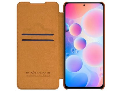 Qin Book Pouzdro pro Xiaomi Poco F3 Hnědý