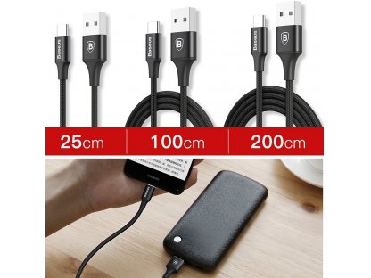 Rapid odolný nylonový kabel USB / USB Typ C z diodou LED 2A 1m červený (CATSU-B09)