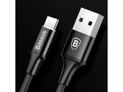 Rapid odolný nylonový kabel USB / USB Typ C z diodou LED 2A 1m červený (CATSU-B09)