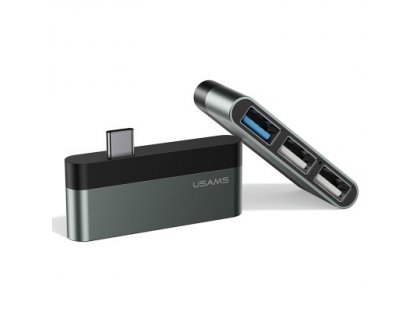 Redukce USAMS Type-C Mini HUB (3 USB Porty) - šedá