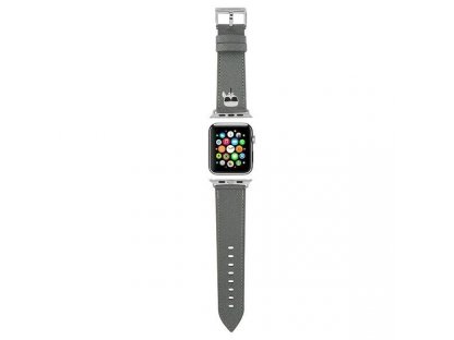 Řemínek pro Apple Watch 42/44/45mm Saffiano Karl Heads stříbrný