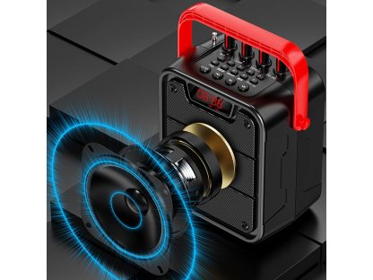 Reproduktor bezdrátový s Bluetooth 5.0, 10W 4800mAh mikrofon pro karaoke černý (Y15s-black)