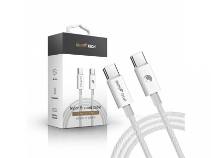 Kabel RhinoTech s nylonovým opletem USB-C / USB-C 1m - bílý