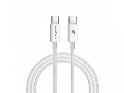 Kabel RhinoTech s nylonovým opletem USB-C / USB-C 1m - bílý