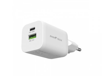 RhinoTech MINI Dual 33W nabíjecí adaptér USB-C + USB-A bílá