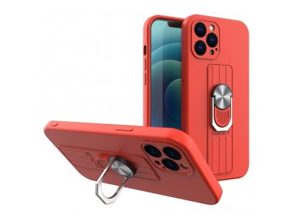 Ring Case silikonové pouzdro s úchytem pro prst a podstavcem iPhone 11 červené
