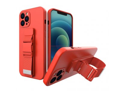 Gelové pouzdro se šňůrkou řetízek taška šňůrka pro Xiaomi Poco X3 NFC - červené