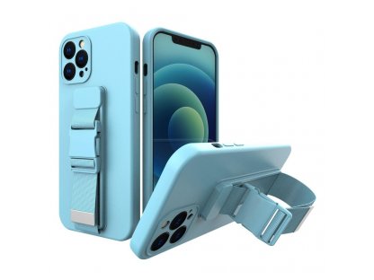 Gelové pouzdro se šňůrkou řetízek taška šňůrka pro Xiaomi Poco X3 NFC - modré