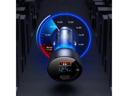 Rychlonabíjecí nabíječka do auta USB / USB-C 65 W 5 A SCP LCD displej průhledný (CCKX-C0A)