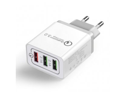 Rychlonabíječka Quick Charge QC 3.0 3x USB 30W - bílá