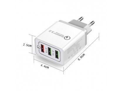 Rychlonabíječka Quick Charge QC 3.0 3x USB 30W - bílá