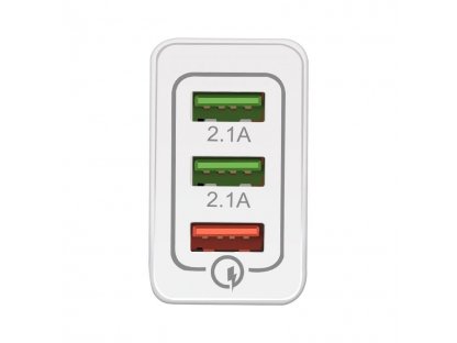 Rychlonabíječka Quick Charge QC 3.0 3x USB 30W - bílá