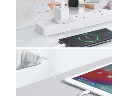 Rychlonabíječka typu USB-C 25W 3W UK zástrčka bílá (L-P251)