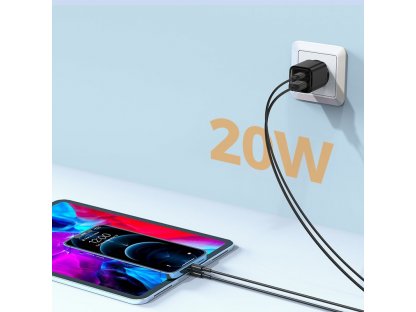 Rychlonabíječka typu USB-C + USB 20W PD QC3.0 černá (L-QP207)