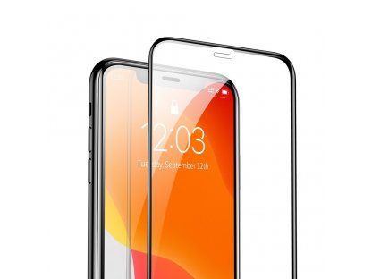 Sada 2x sklo na celý displej Full Screen s rámem 0.3mm 9H iPhone 11 / iPhone XR + pozicionér černé (SGAPIPH61S-KC01)