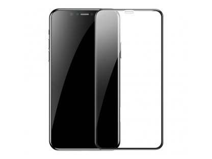 Sada 2x sklo na celý displej Full Screen s rámem 0.3mm 9H iPhone 11 Pro / iPhone XS / iPhone X + pozicionér černé (SGAPIPH58S-KC01)