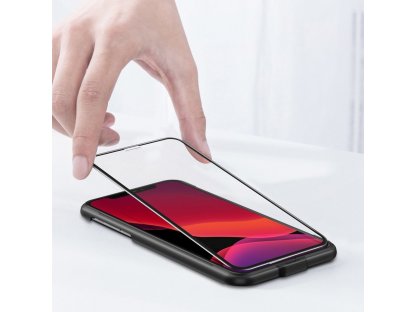 Sada 2x sklo na celý displej Full Screen s rámem 0.3mm 9H iPhone 11 Pro / iPhone XS / iPhone X + pozicionér černé (SGAPIPH58S-KC01)