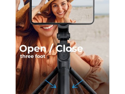 Selfie držák s bluetooth dálkovým ovládáním triopod se zrcadlem černý SSTR-11