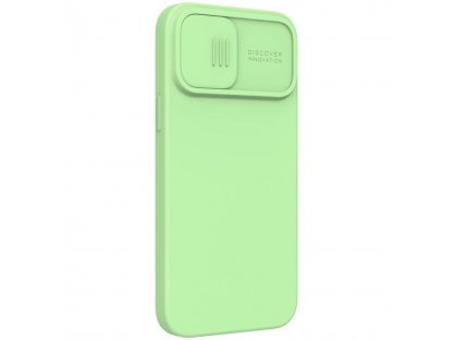 Silky Magnetic Silikonový zadní kryt s krytkou fotoaparátu telefonu pro iPhone 13 Pro Max Mint zelený