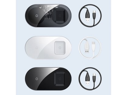 Simple 2v1 bezdrátová nabíječka Qi pro telefon i sluchátka AirPods 18W černo-průsvitná (WXJK-A01)