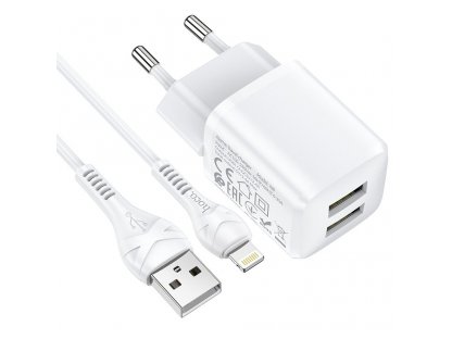 Síťová nabíječka 2xUSB + kabel pro Lightning 8-pin 2,4A N8 Briar bílá