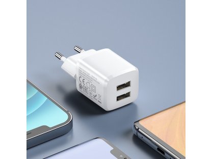 Síťová nabíječka 2xUSB + kabel pro Lightning 8-pin 2,4A N8 Briar bílá