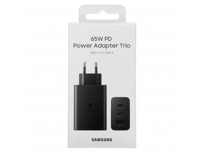 Síťová nabíječka Samsung 2x USB Type C / USB PPS, 65W, QC 3.0, AFC, FCP černá (EP-T6530NBEGEU)