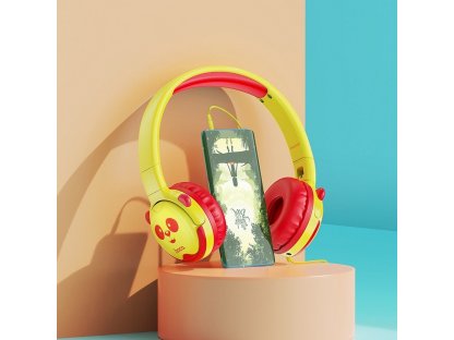 Sluchátka na uši drátová pro děti Jack 3,5 mm W31 žlutá