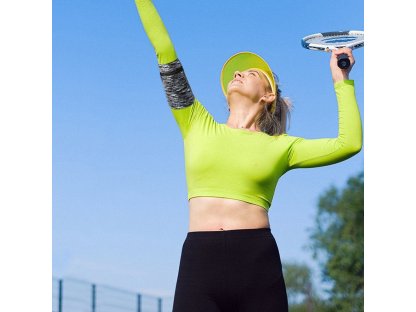 Sportovní páska na ruku pro fitness běhání s kapsou na telefon moro blue