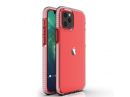 Spring Case gelové pouzdro s barevným rámem iPhone 12 Pro / iPhone 12 světle růžové