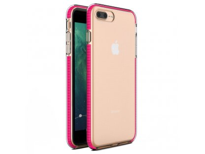 Spring Case gelové pouzdro s barevným rámem iPhone 8 Plus / iPhone 7 Plus tmavě růžové
