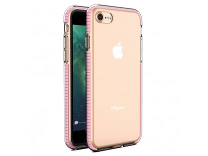 Spring Case gelové pouzdro s barevným rámem pro iPhone SE 2020 / iPhone 8 / iPhone 7 - světle růžové