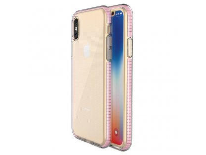 Spring Case gelové pouzdro s barevným rámem iPhone XS / iPhone X světle růžové