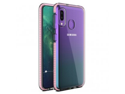 Spring Case gelové pouzdro s barevným rámem Samsung Galaxy A20e světle růžové