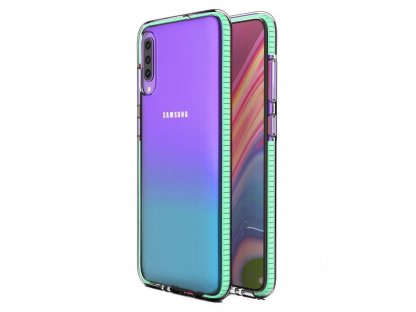 Spring Case gelové pouzdro s barevným rámem Samsung Galaxy A70 mátově zelené