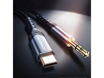 Stereo audio kabel AUX 3,5 mm mini jack - USB-C 2 m černý (SY-A03)