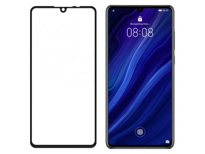 Super odolné tvrzené sklo Full Glue na celý displej s rámem Case Friendly Huawei P30 černé