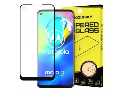 Super odolné tvrzené sklo Full Glue na celý displej s rámem Case Friendly Motorola Moto G8 Power černé